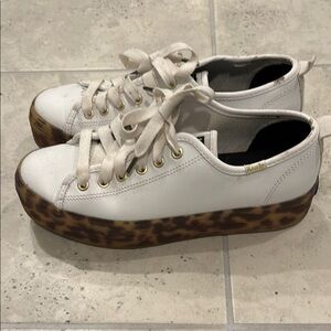 Keds Women's White and Brown Platform Sneakers